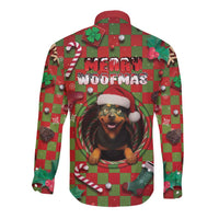 Rottweiler Christmas Long Sleeve Button Shirt Merry Woofmas - Wonder Print Shop