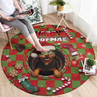Rottweiler Christmas Round Carpet Merry Woofmas - Wonder Print Shop