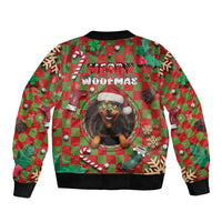 Rottweiler Christmas Sleeve Zip Bomber Jacket Merry Woofmas - Wonder Print Shop