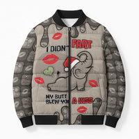 Elephant Christmas Bomber Puffer Jacket I Did Not Fart My Butt Blew You A Kiss - Wonder Print Shop