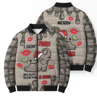 Elephant Christmas Bomber Puffer Jacket I Did Not Fart My Butt Blew You A Kiss - Wonder Print Shop