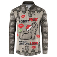 Elephant Christmas Button Sweatshirt I Did Not Fart My Butt Blew You A Kiss - Wonder Print Shop