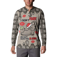 Elephant Christmas Button Sweatshirt I Did Not Fart My Butt Blew You A Kiss - Wonder Print Shop