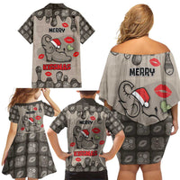 Elephant Christmas Family Matching Off Shoulder Short Dress and Hawaiian Shirt I Did Not Fart My Butt Blew You A Kiss - Wonder Print Shop