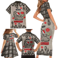 Elephant Christmas Family Matching Short Sleeve Bodycon Dress and Hawaiian Shirt I Did Not Fart My Butt Blew You A Kiss - Wonder Print Shop