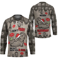 Elephant Christmas Hockey Jersey I Did Not Fart My Butt Blew You A Kiss - Wonder Print Shop