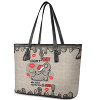 Elephant Christmas Leather Tote Bag I Did Not Fart My Butt Blew You A Kiss - Wonder Print Shop