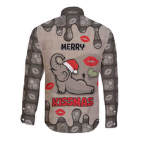 Elephant Christmas Long Sleeve Button Shirt I Did Not Fart My Butt Blew You A Kiss - Wonder Print Shop
