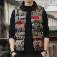 Elephant Christmas Sleeveless Puffer Jacket I Did Not Fart My Butt Blew You A Kiss - Wonder Print Shop