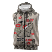 Elephant Christmas Sleeveless Zip Hoodie I Did Not Fart My Butt Blew You A Kiss - Wonder Print Shop