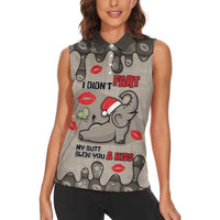 Elephant Christmas Women Sleeveless Polo Shirt I Did Not Fart My Butt Blew You A Kiss - Wonder Print Shop