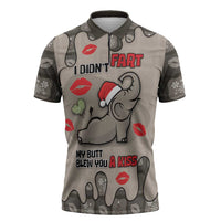 Elephant Christmas Zipper Polo Shirt I Did Not Fart My Butt Blew You A Kiss - Wonder Print Shop