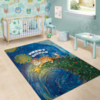 Merry Catmas Area Rug Cat Hanging On Xmas Tree - Wonder Print Shop