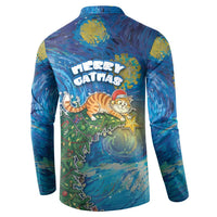 Merry Catmas Button Sweatshirt Cat Hanging On Xmas Tree - Wonder Print Shop