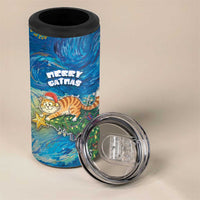 Merry Catmas 4 in 1 Can Cooler Tumbler Cat Hanging On Xmas Tree - Wonder Print Shop