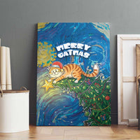 Merry Catmas Canvas Wall Art Cat Hanging On Xmas Tree - Wonder Print Shop