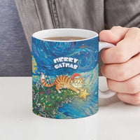 Merry Catmas Ceramic Mug Cat Hanging On Xmas Tree - Wonder Print Shop