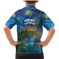 Merry Catmas Family Matching Mermaid Dress and Hawaiian Shirt Cat Hanging On Xmas Tree - Wonder Print Shop