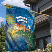 Merry Catmas Garden Flag Cat Hanging On Xmas Tree - Wonder Print Shop