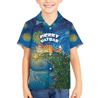 Merry Catmas Hawaiian Shirt Cat Hanging On Xmas Tree - Wonder Print Shop