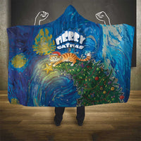 Merry Catmas Hooded Blanket Cat Hanging On Xmas Tree - Wonder Print Shop