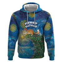 Merry Catmas Hoodie Cat Hanging On Xmas Tree - Wonder Print Shop