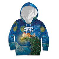 Merry Catmas Kid Hoodie Cat Hanging On Xmas Tree - Wonder Print Shop