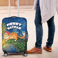 Merry Catmas Luggage Cover Cat Hanging On Xmas Tree - Wonder Print Shop