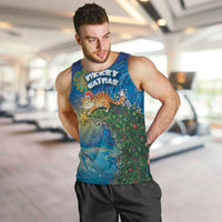 Merry Catmas Men Tank Top Cat Hanging On Xmas Tree - Wonder Print Shop