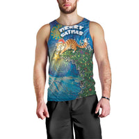 Merry Catmas Men Tank Top Cat Hanging On Xmas Tree - Wonder Print Shop