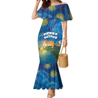 Merry Catmas Mermaid Dress Cat Hanging On Xmas Tree - Wonder Print Shop