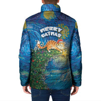 Merry Catmas Padded Jacket Cat Hanging On Xmas Tree - Wonder Print Shop