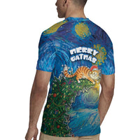 Merry Catmas Rugby Jersey Cat Hanging On Xmas Tree - Wonder Print Shop