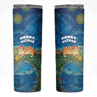 Merry Catmas Skinny Tumbler Cat Hanging On Xmas Tree - Wonder Print Shop