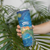 Merry Catmas Skinny Tumbler Cat Hanging On Xmas Tree - Wonder Print Shop