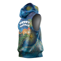 Merry Catmas Sleeveless Hoodie Cat Hanging On Xmas Tree - Wonder Print Shop