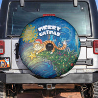 Merry Catmas Spare Tire Cover Cat Hanging On Xmas Tree - Wonder Print Shop