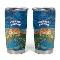 Merry Catmas Tumbler Cup Cat Hanging On Xmas Tree - Wonder Print Shop