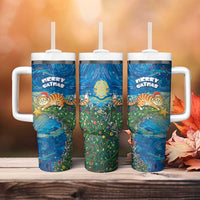 Merry Catmas Tumbler With Handle Cat Hanging On Xmas Tree - Wonder Print Shop