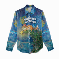 Merry Catmas Women Casual Shirt Cat Hanging On Xmas Tree - Wonder Print Shop