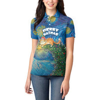 Merry Catmas Women Polo Shirt Cat Hanging On Xmas Tree - Wonder Print Shop