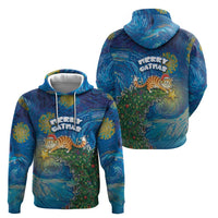 Merry Catmas Zip Hoodie Cat Hanging On Xmas Tree - Wonder Print Shop