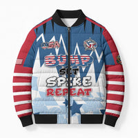 Custom USA Volleyball Bomber Puffer Jacket Bump Set Spike Repeat