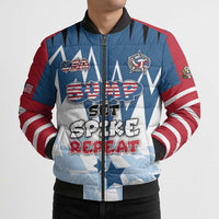 Custom USA Volleyball Bomber Puffer Jacket Bump Set Spike Repeat