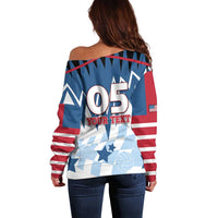 Custom USA Volleyball Off Shoulder Sweater Bump Set Spike Repeat