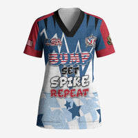 Custom USA Volleyball Scrub Top Bump Set Spike Repeat