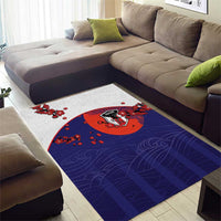 Japan Football Area Rug Minimalist Floral Great Wave Ukiyo-e Style