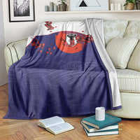 Japan Football Blanket Minimalist Floral Great Wave Ukiyo-e Style