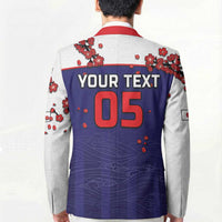 Custom Japan Football Blazer Minimalist Floral Great Wave Ukiyo-e Style