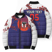 Custom Japan Football Bomber Puffer Jacket Minimalist Floral Great Wave Ukiyo-e Style